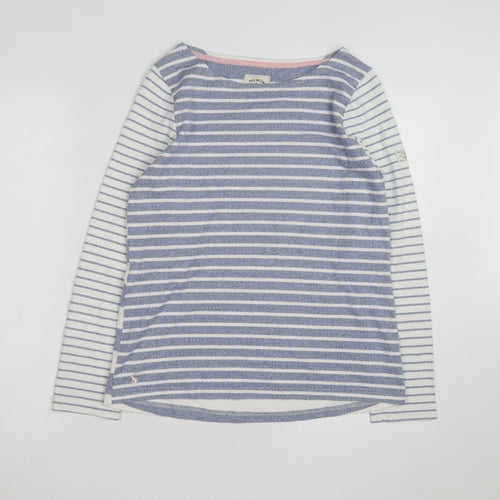 Joules Womens Blue White Striped Long Sleeve Boat Neck Cotton Top Size 12