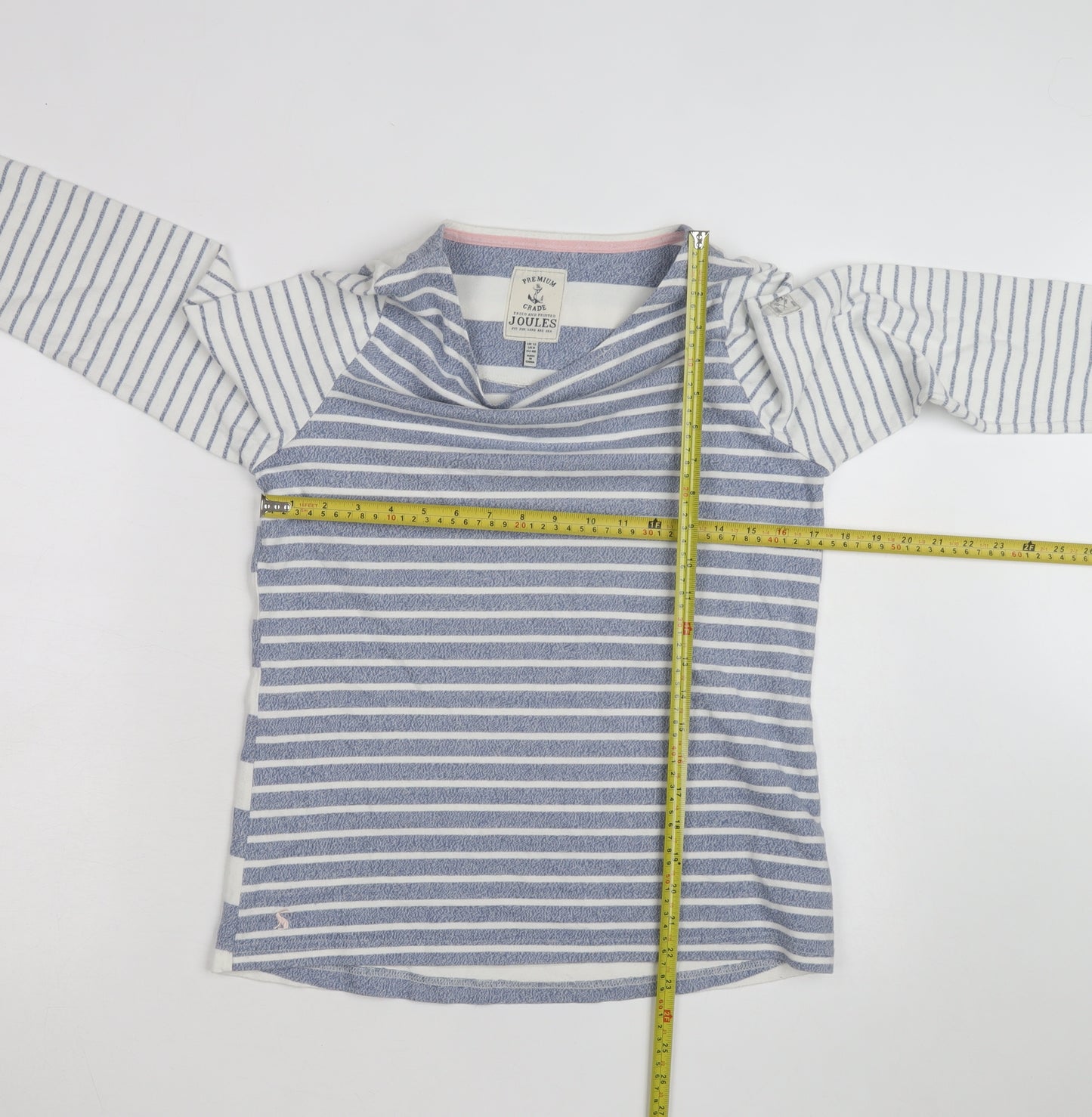 Joules Womens Blue White Striped Long Sleeve Boat Neck Cotton Top Size 12