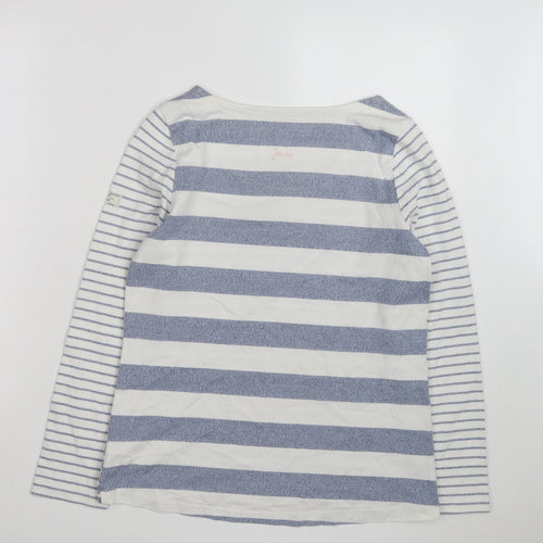 Joules Womens Blue White Striped Long Sleeve Boat Neck Cotton Top Size 12