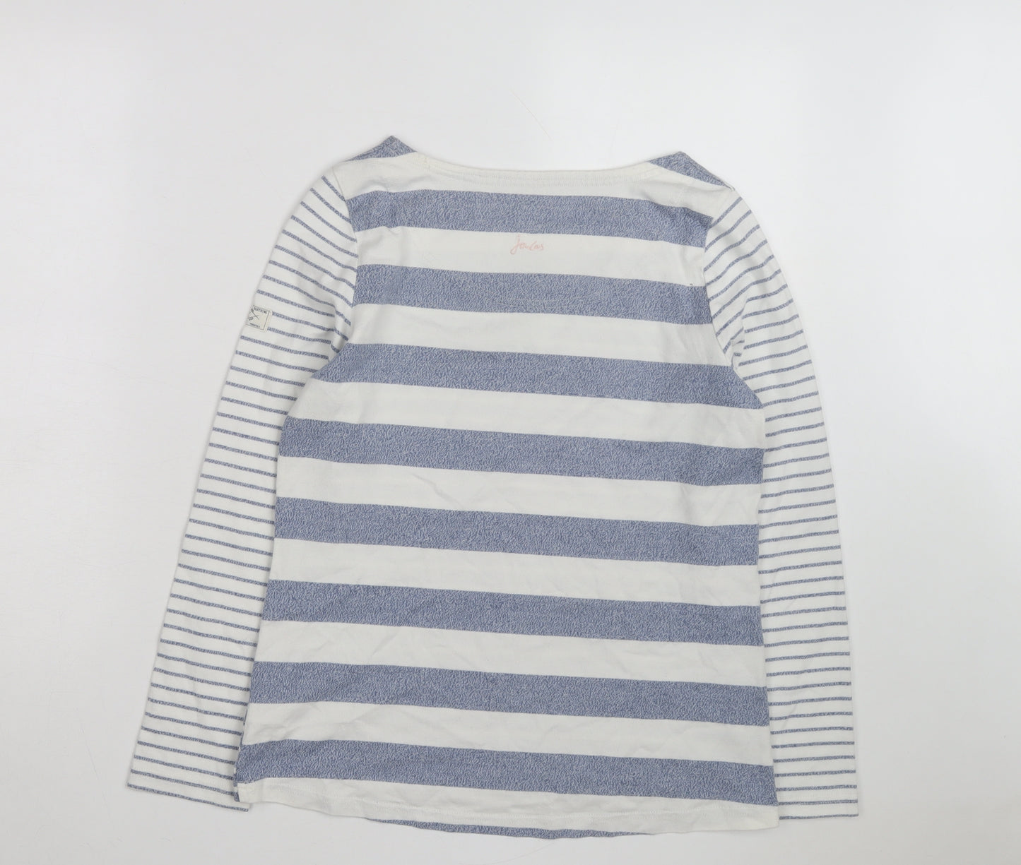 Joules Womens Blue White Striped Long Sleeve Boat Neck Cotton Top Size 12