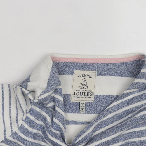 Joules Womens Blue White Striped Long Sleeve Boat Neck Cotton Top Size 12