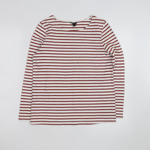 Topshop Women’s Multicoloured Striped Long Sleeve Cotton T-Shirt L