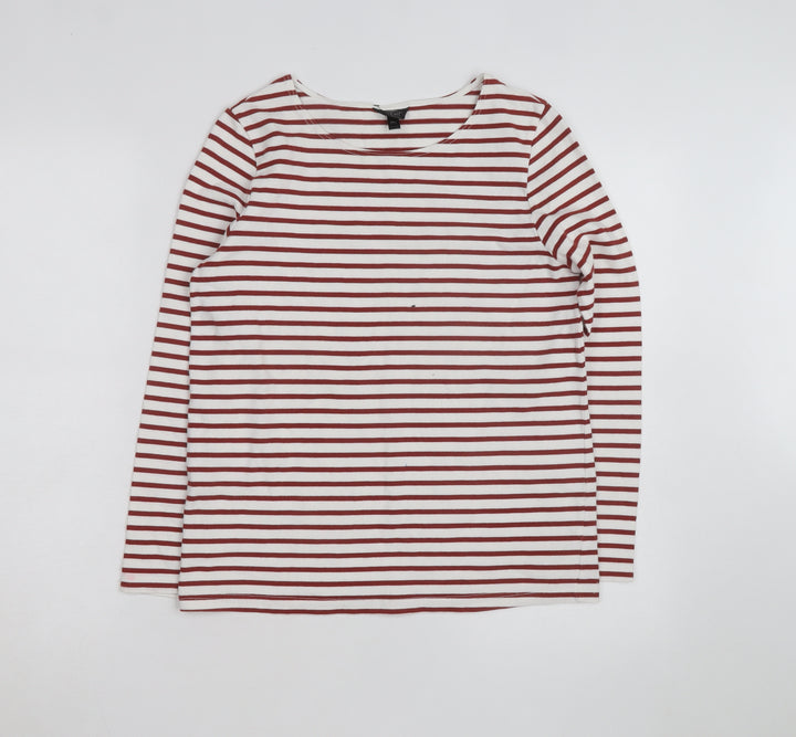 Topshop Women’s Multicoloured Striped Long Sleeve Cotton T-Shirt L