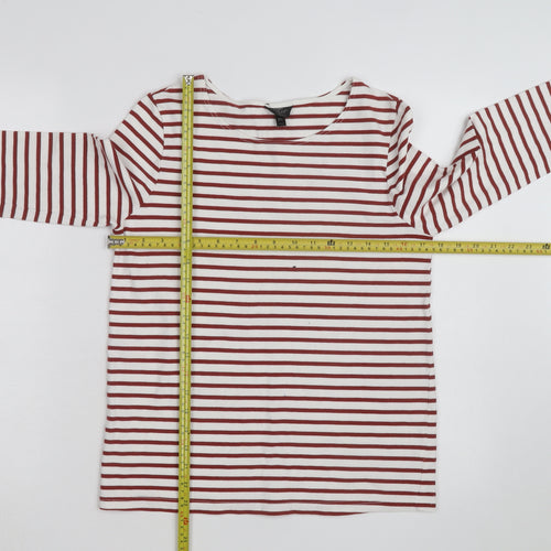 Topshop Women’s Multicoloured Striped Long Sleeve Cotton T-Shirt L