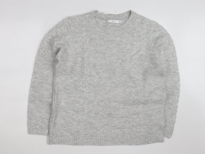 Isle Women Grey Cable-Knit Crew Neck Pullover Jumper Size 18-20