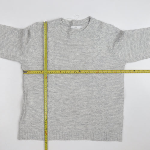 Isle Women Grey Cable-Knit Crew Neck Pullover Jumper Size 18-20