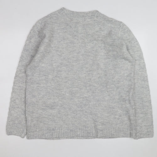 Isle Women Grey Cable-Knit Crew Neck Pullover Jumper Size 18-20