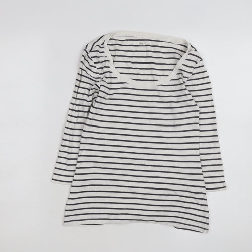 Gap Women’s White Striped 3/4 Sleeve Cotton T-Shirt Size S