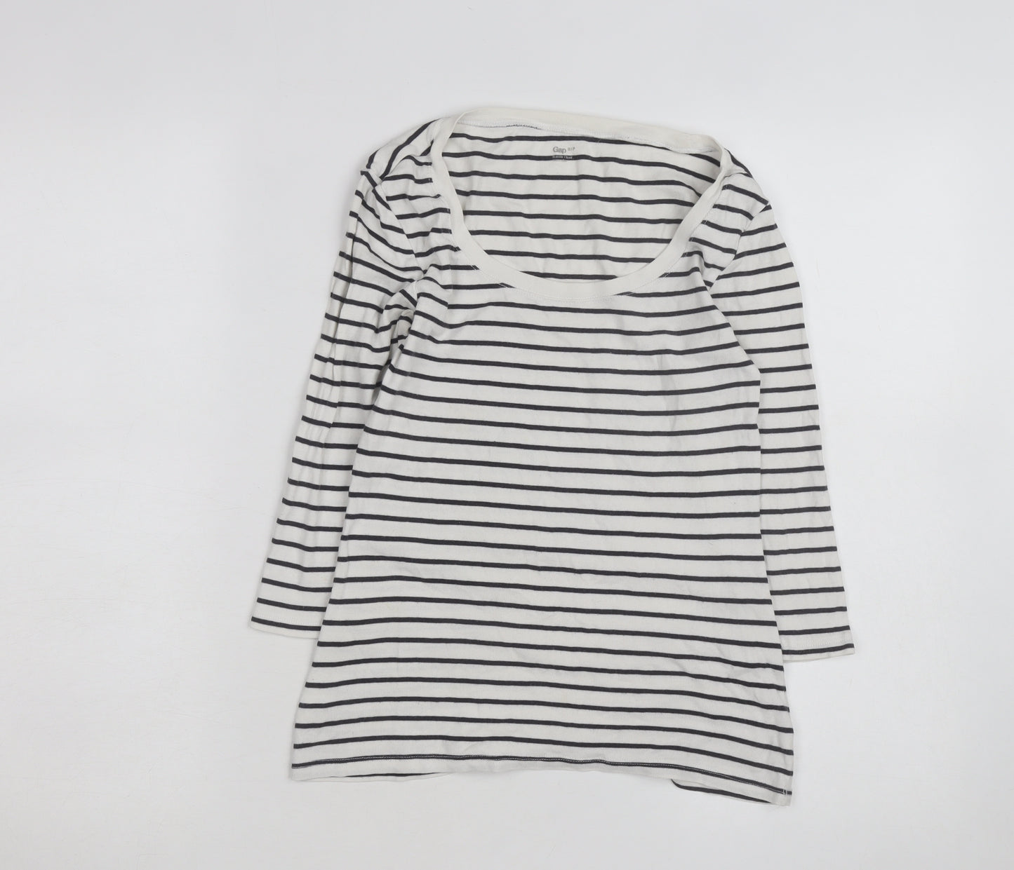 Gap Women’s White Striped 3/4 Sleeve Cotton T-Shirt Size S