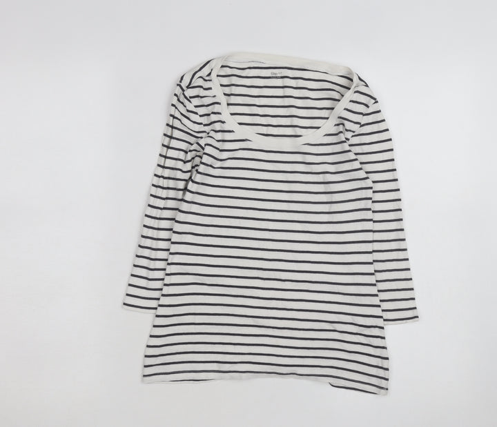 Gap Women’s White Striped 3/4 Sleeve Cotton T-Shirt Size S