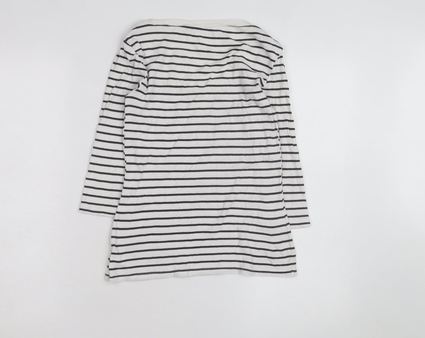 Gap Women’s White Striped 3/4 Sleeve Cotton T-Shirt Size S