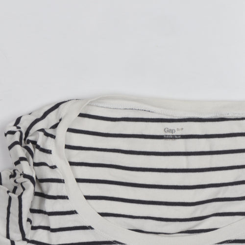 Gap Women’s White Striped 3/4 Sleeve Cotton T-Shirt Size S