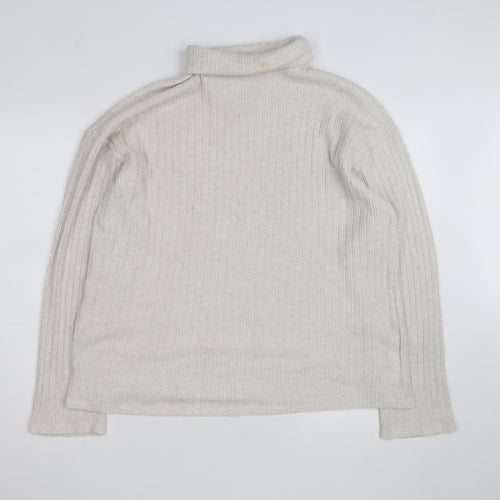 Pull&Bear Women Beige Roll Neck Slim Knit Jumper Size L