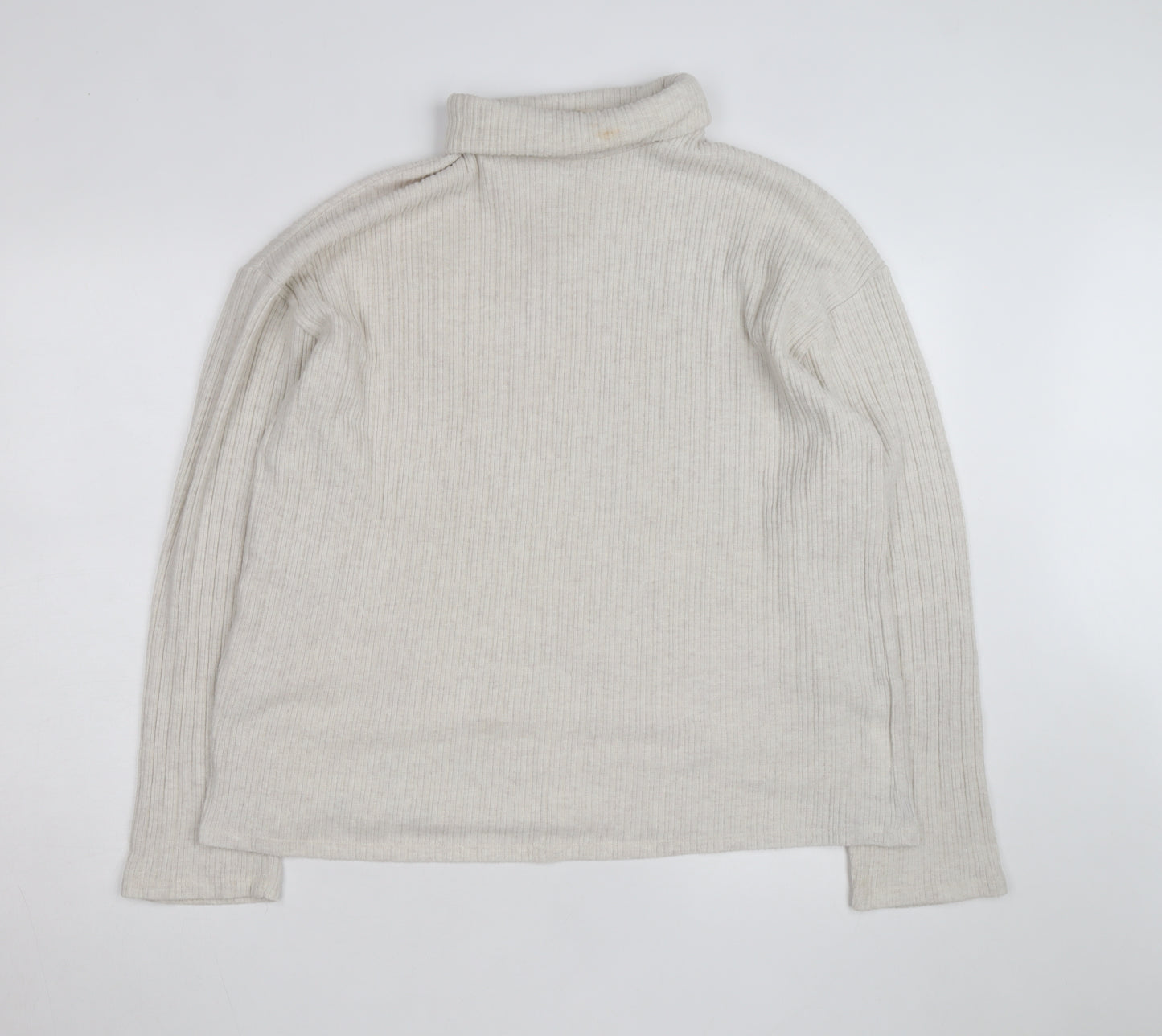 Pull&Bear Women Beige Roll Neck Slim Knit Jumper Size L