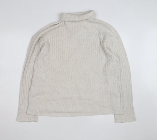 Pull&Bear Women Beige Roll Neck Slim Knit Jumper Size L