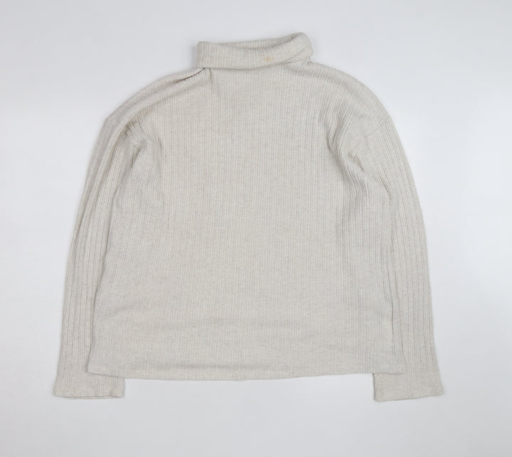 Pull&Bear Women Beige Roll Neck Slim Knit Jumper Size L
