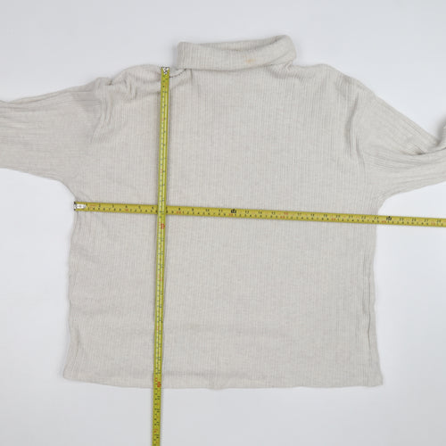 Pull&Bear Women Beige Roll Neck Slim Knit Jumper Size L