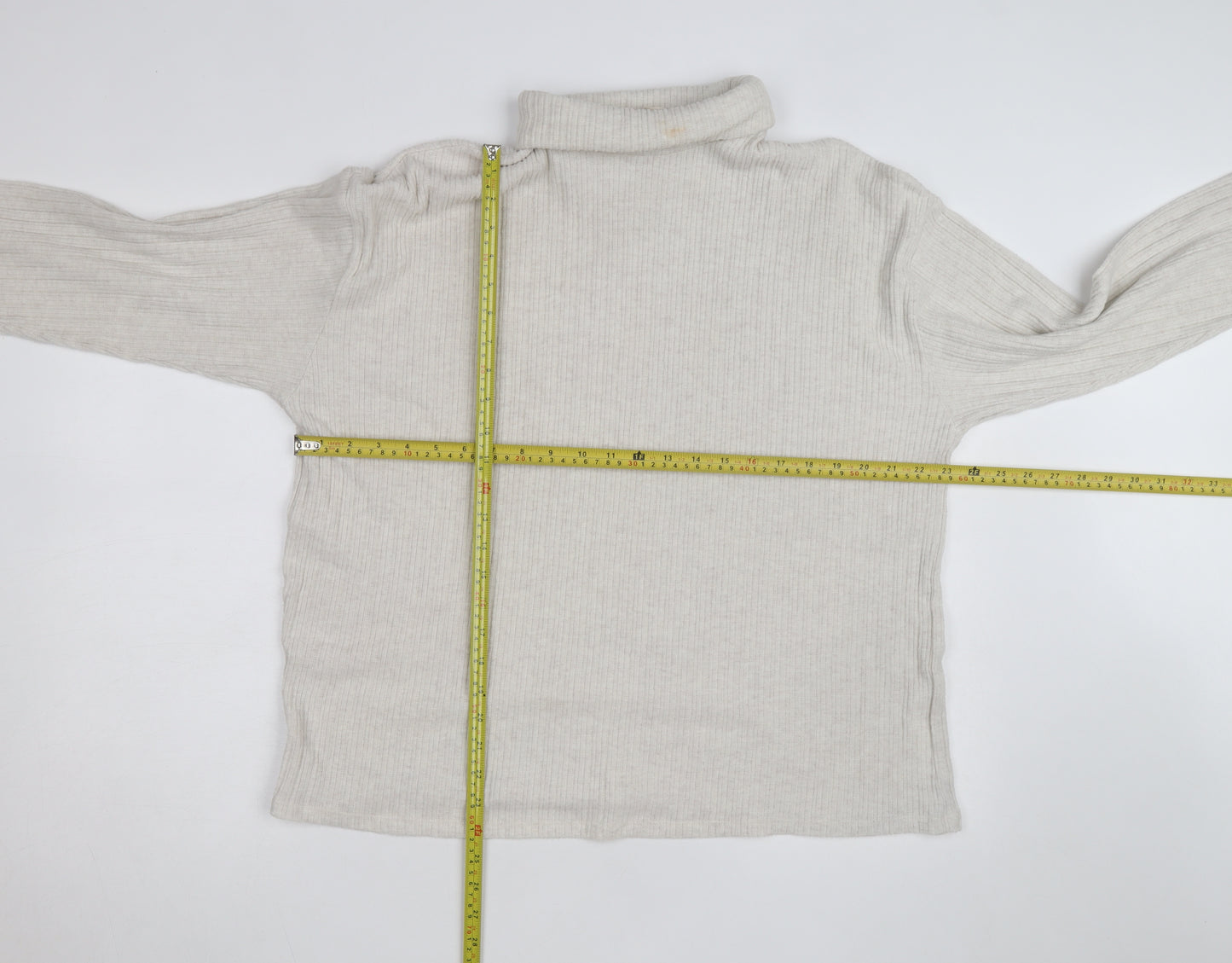 Pull&Bear Women Beige Roll Neck Slim Knit Jumper Size L