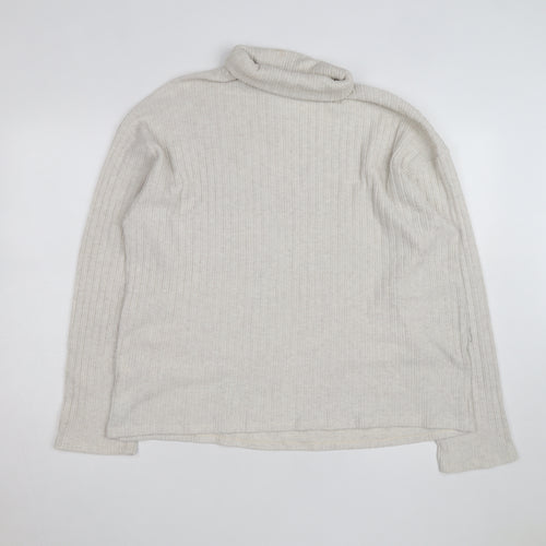 Pull&Bear Women Beige Roll Neck Slim Knit Jumper Size L