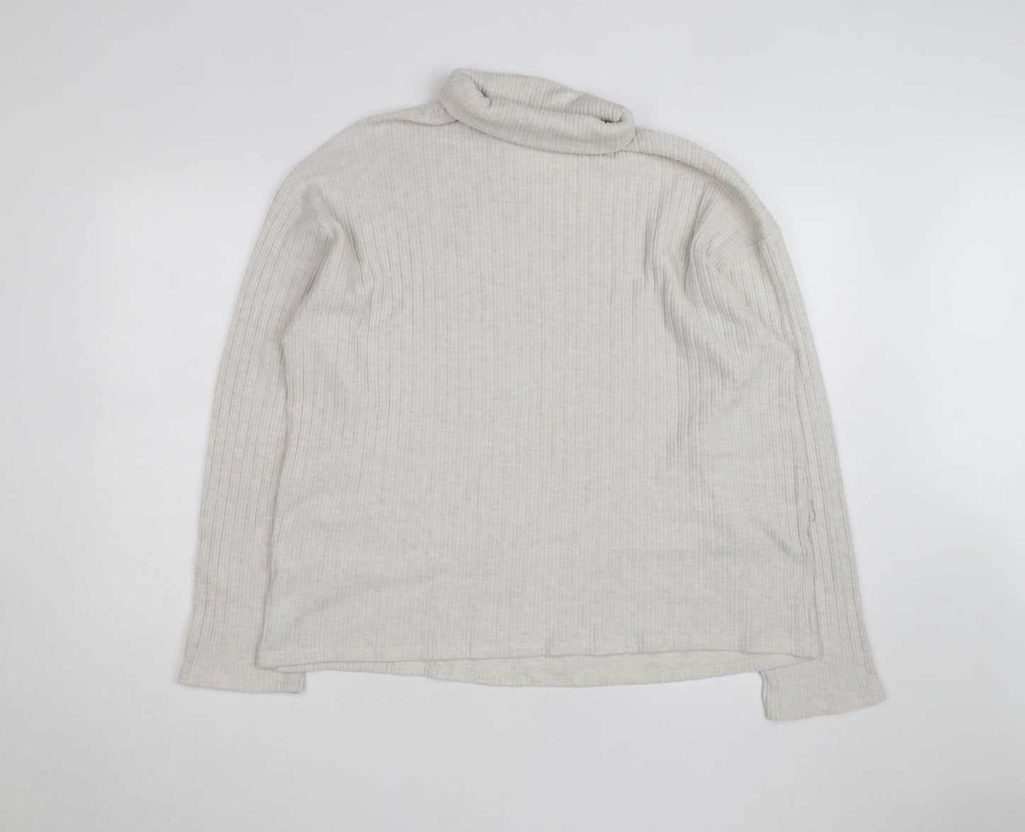 Pull&Bear Women Beige Roll Neck Slim Knit Jumper Size L