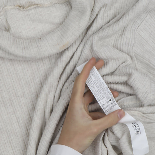 Pull&Bear Women Beige Roll Neck Slim Knit Jumper Size L