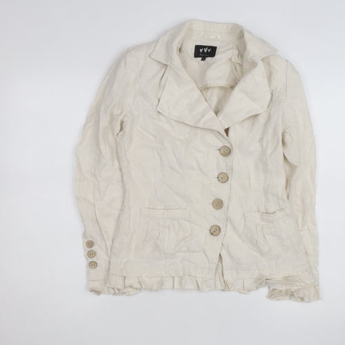 Pure Linen Women’s Beige Button Tunic Blouse Size 8