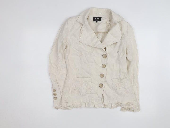 Pure Linen Women’s Beige Button Tunic Blouse Size 8