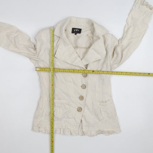 Pure Linen Women’s Beige Button Tunic Blouse Size 8
