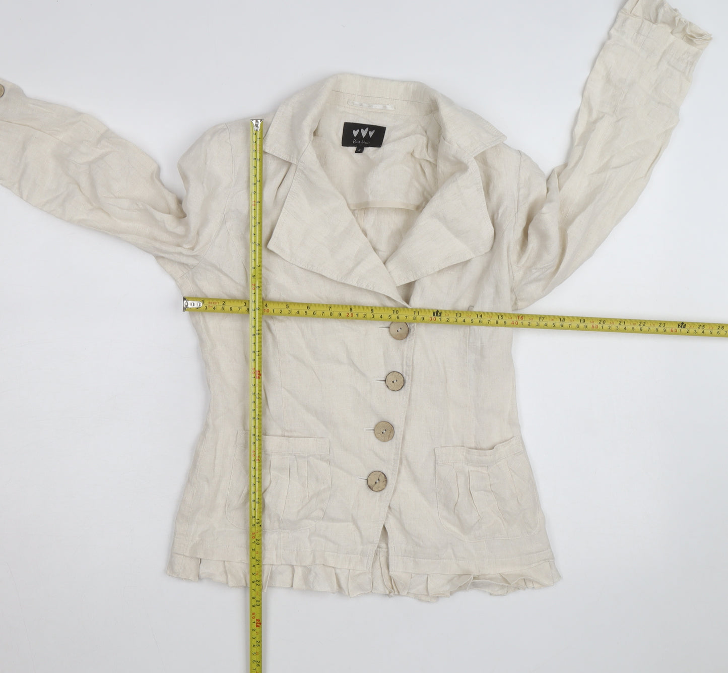 Pure Linen Women’s Beige Button Tunic Blouse Size 8