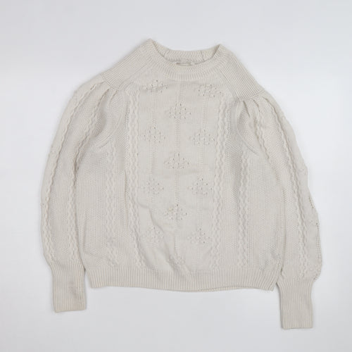 Marks and Spencer Women’s Ivory Cable-Knit High Neck Jumper UK 12