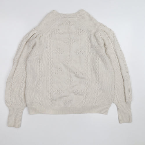 Marks and Spencer Women’s Ivory Cable-Knit High Neck Jumper UK 12