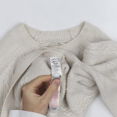 Marks and Spencer Women’s Ivory Cable-Knit High Neck Jumper UK 12