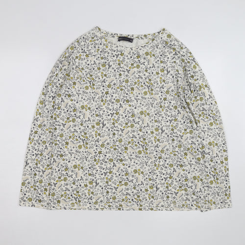 Marks and Spencer Women’s Floral Long Sleeve T-Shirt Size 16 White Cotton Blend
