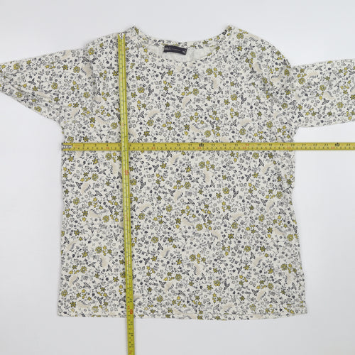 Marks and Spencer Women’s Floral Long Sleeve T-Shirt Size 16 White Cotton Blend