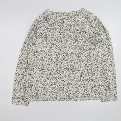 Marks and Spencer Women’s Floral Long Sleeve T-Shirt Size 16 White Cotton Blend