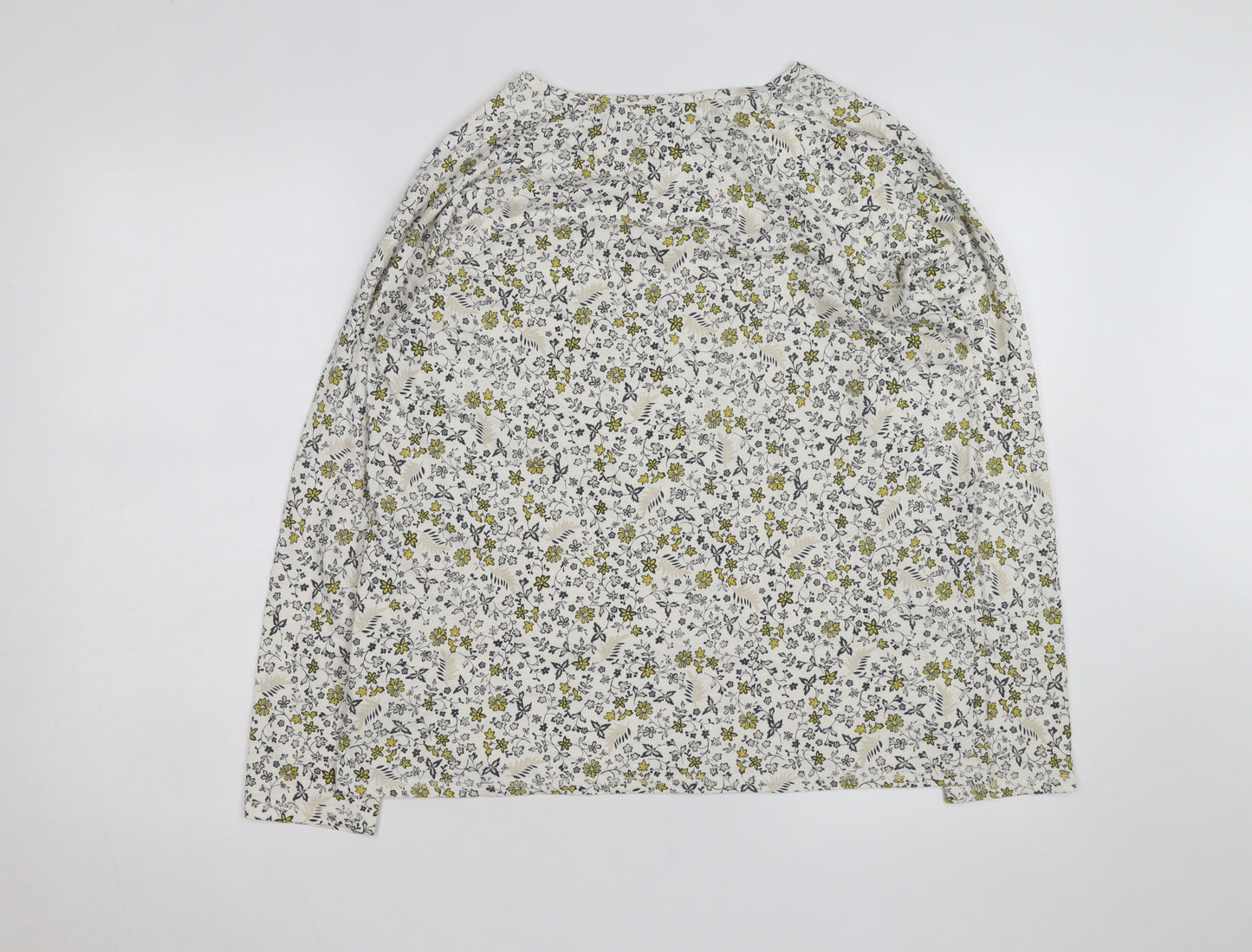 Marks and Spencer Women’s Floral Long Sleeve T-Shirt Size 16 White Cotton Blend