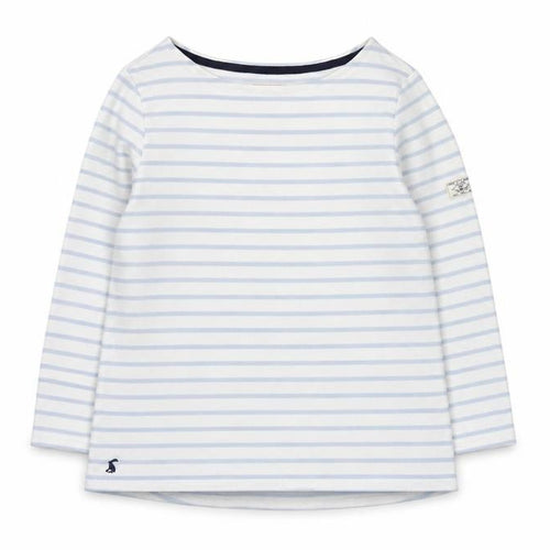 Joules Women’s White Blue Striped Long Sleeve Cotton T-Shirt UK 12