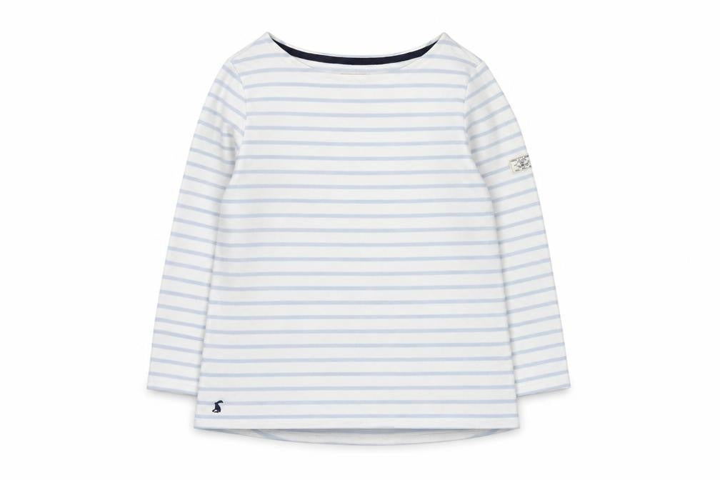 Joules Women’s White Blue Striped Long Sleeve Cotton T-Shirt UK 12