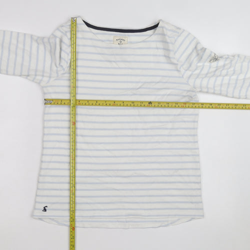 Joules Women’s White Blue Striped Long Sleeve Cotton T-Shirt UK 12