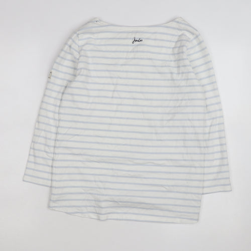 Joules Women’s White Blue Striped Long Sleeve Cotton T-Shirt UK 12