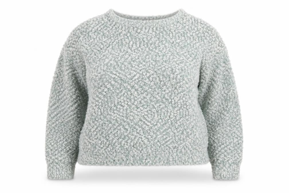 Front view of New Look Women's Grey Chunky Knit Crew Neck Jumper, size 18