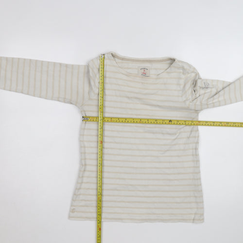 Joules Women Beige Striped Long Sleeve Cotton Jersey Top UK 8