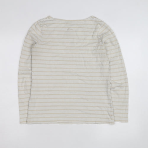 Joules Women Beige Striped Long Sleeve Cotton Jersey Top UK 8