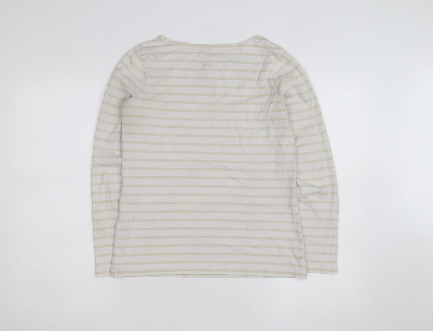 Joules Women Beige Striped Long Sleeve Cotton Jersey Top UK 8