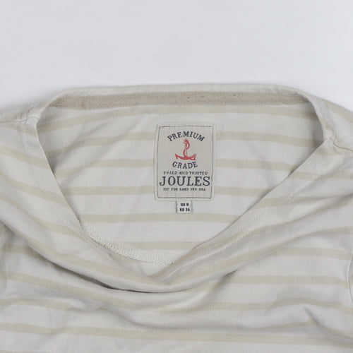 Joules Women Beige Striped Long Sleeve Cotton Jersey Top UK 8