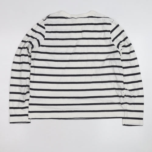 H&M Women’s White Black Striped Long Sleeve Cotton T-Shirt Size S