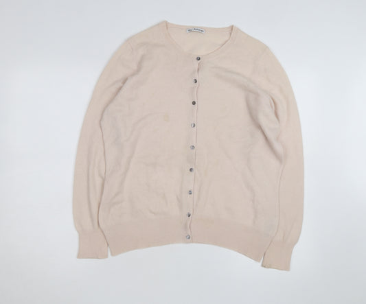 Marks and Spencer Women Beige Cashmere Cardigan UK 16 Long Sleeve