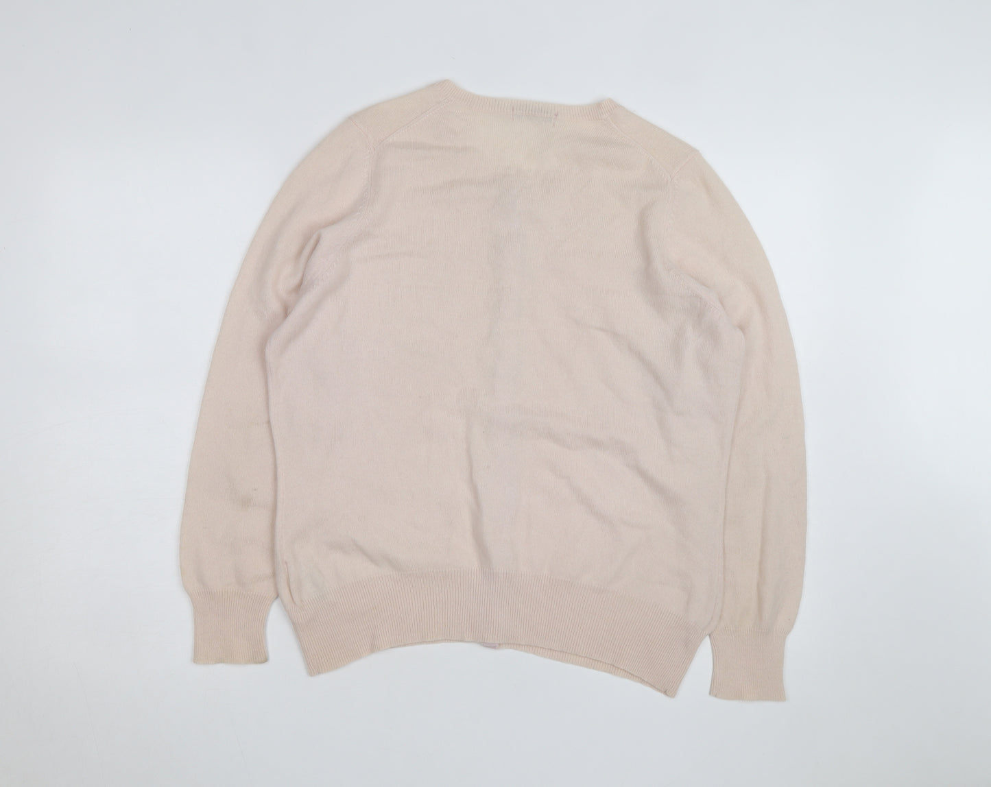 Marks and Spencer Women Beige Cashmere Cardigan UK 16 Long Sleeve