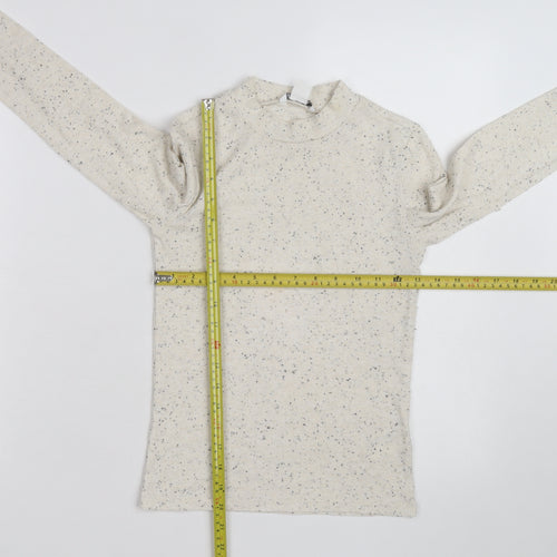 Monki Women's Ivory Mock Neck Ribbed Knit Jumper XS