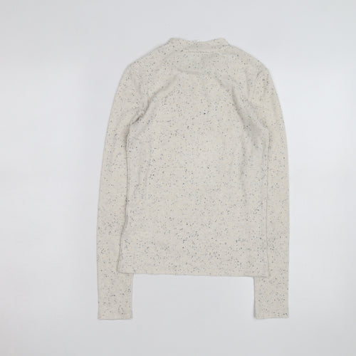 Monki Women's Ivory Mock Neck Ribbed Knit Jumper XS